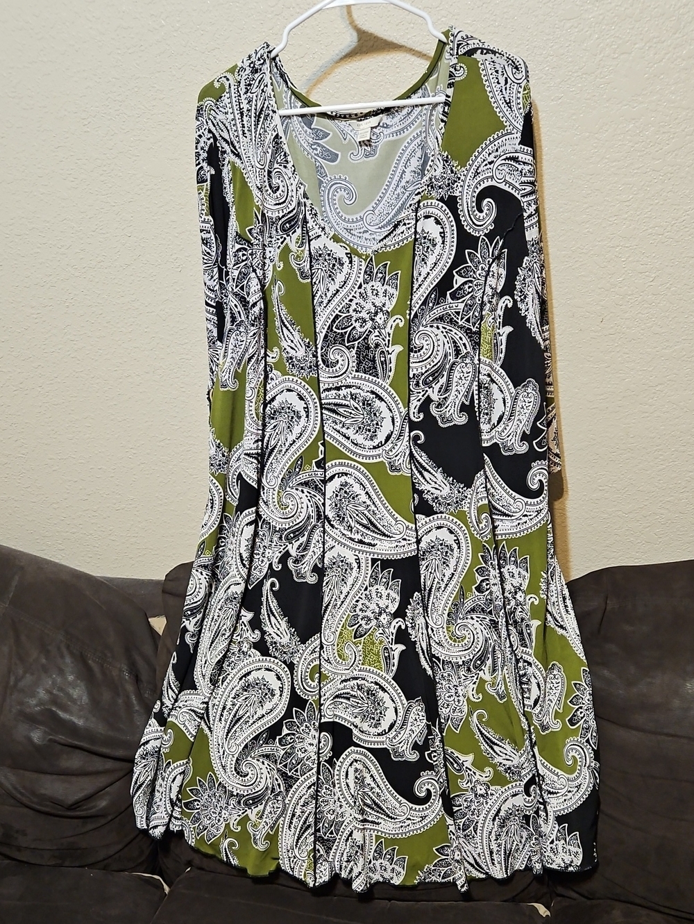 Cato Olive & Black Paisley Midi Dress